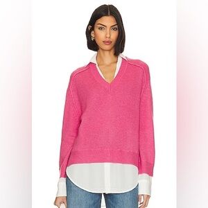 BROCHU WALKER Women's The Looker Layered V-Neck Wool-Cashmere Sweater Size Large